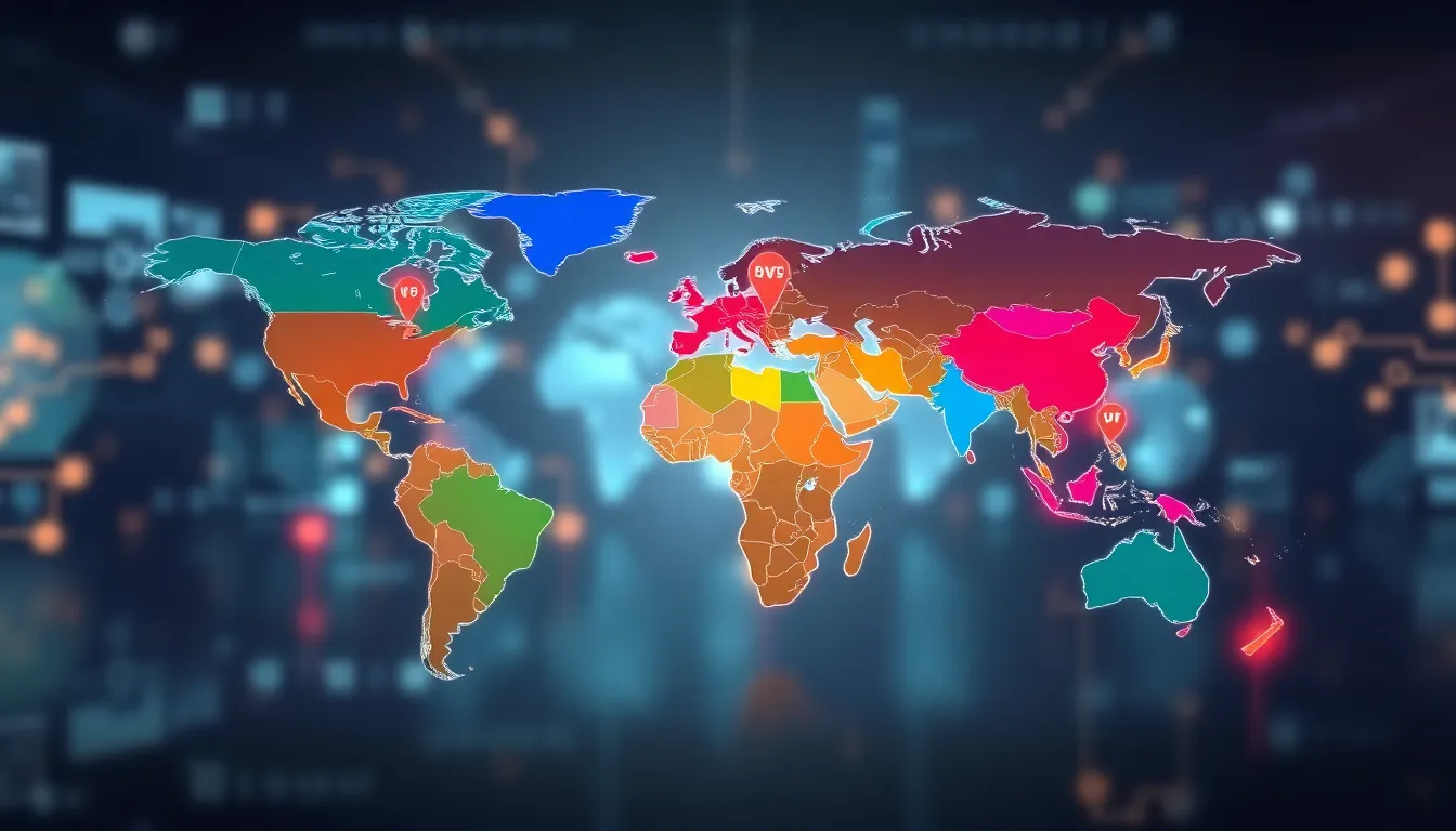 futuristic world map showing changing geopolitical landscapes.